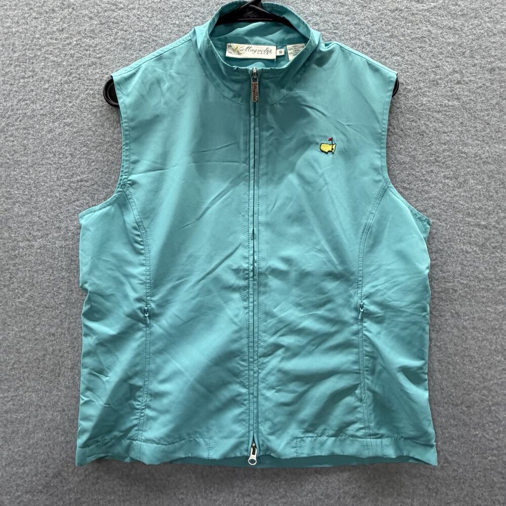 Vintage The Master's Magnolia Lane Teal Blue Vest Size Small Full Zip Womens